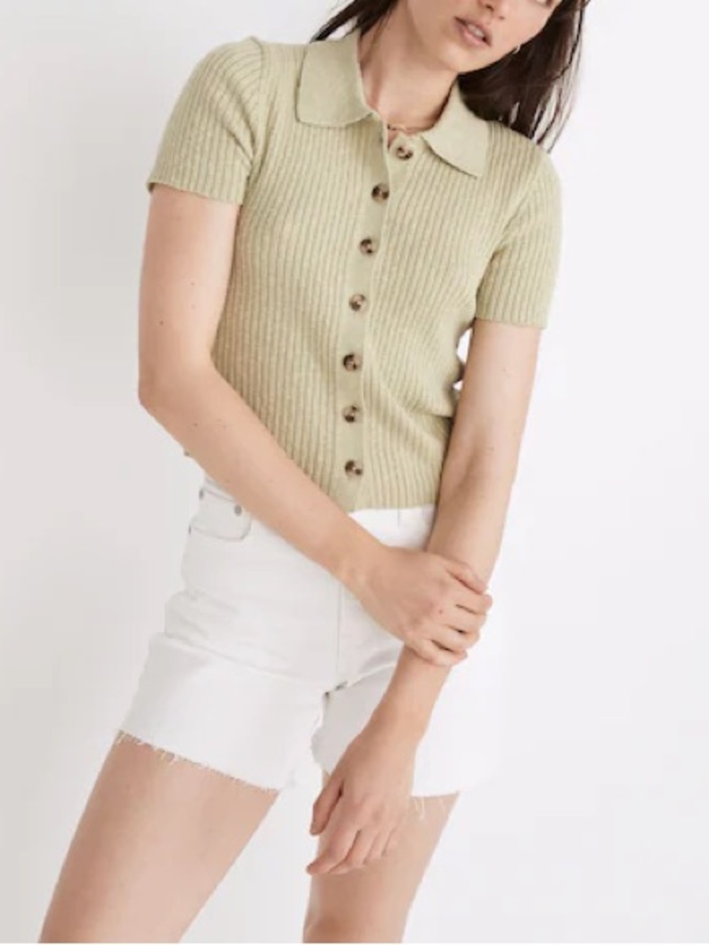 Madewell Barbrook Button-Front Sweater Polo Medium